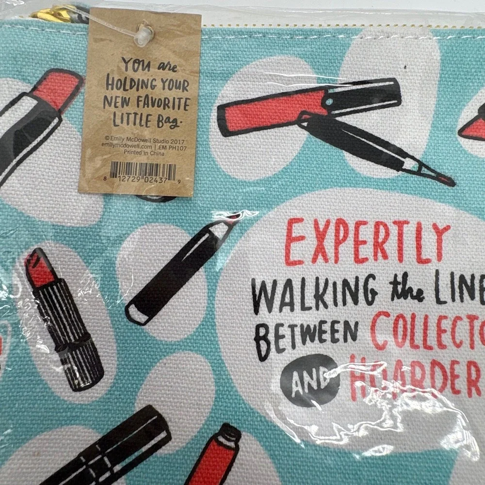 Emily McDowell Cosmetic Bag Makeup Pouch Expertly Walking Collector Hoarder - Picture 7 of 8